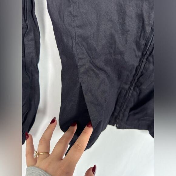 Eileen Fisher Navy Linen Blend Full Zip Shirt Jacket Size Small Petite - Picture 6 of 11